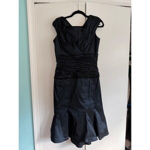 Tadashi Collection Navy Ruched Sheath Dress Size 8 Cocktail Party Formal